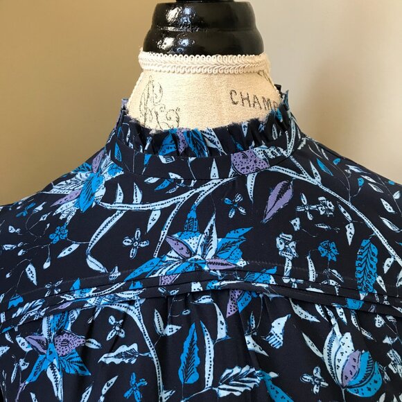 Charlotte Brody Gathered Top Shirt Blouse Womens Small Blue Purple Long Sleeve - Picture 4 of 10